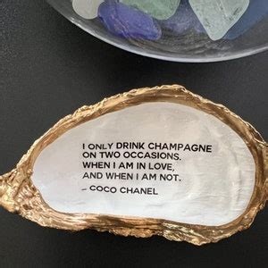 Decoupage Oyster Shell with Coco Chanel Quotes I Only Drink